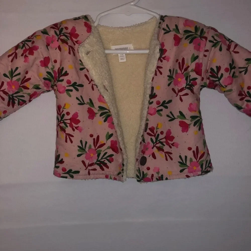 Gymboree Floral Quilted Pink Sherpa Lined Jacket